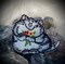 Gray Kitty Cat with Red & Yellow Flowers, Pets, Embroidered, Iron on Patch